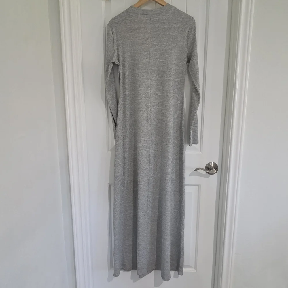 NWOT ASOS Gray Ribbed Cotton‎ Long Sleeve Maxi Dress Sz 12